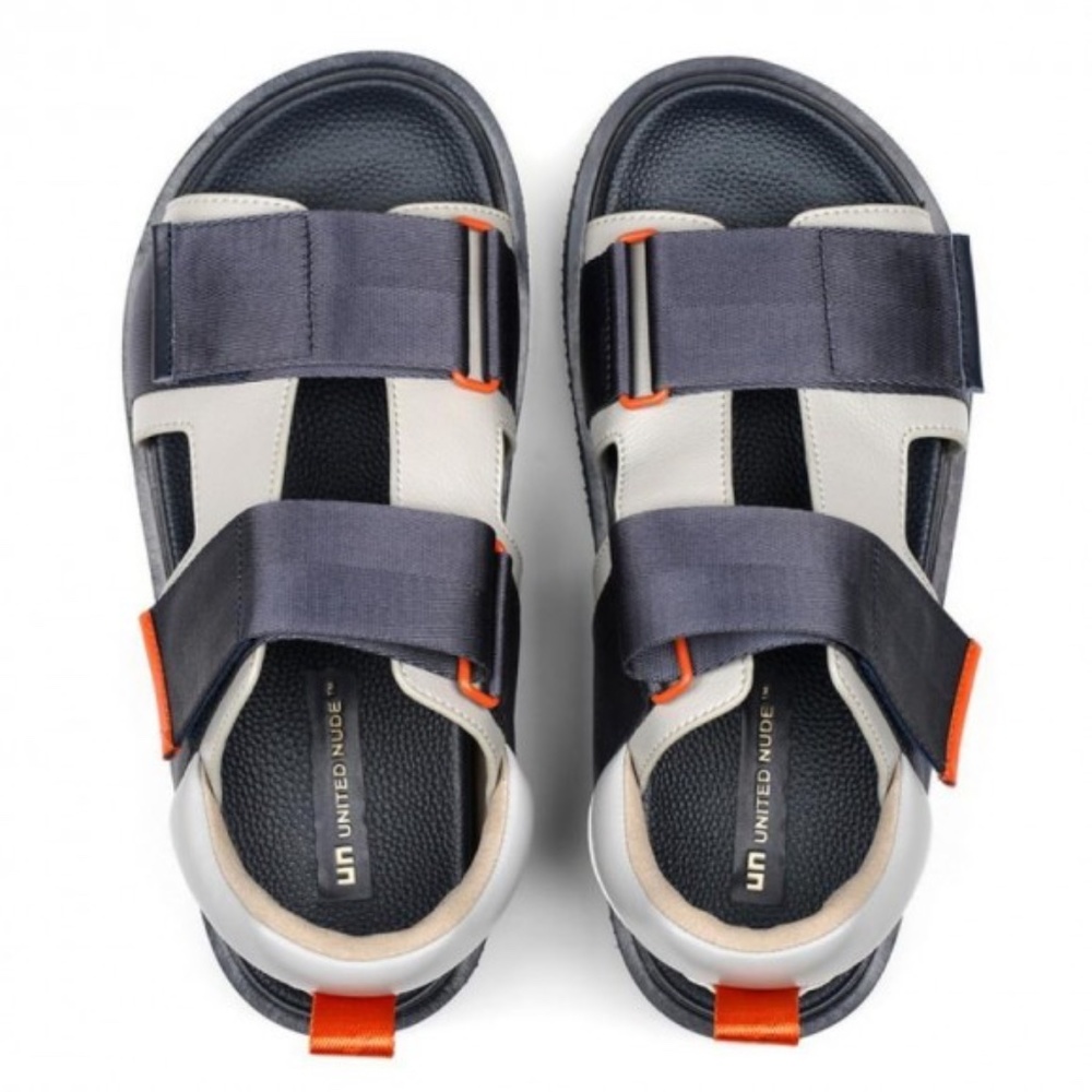 United Nude Men's Sandals Brand New (Geo Sandal Men's) Blue, grey with orange.